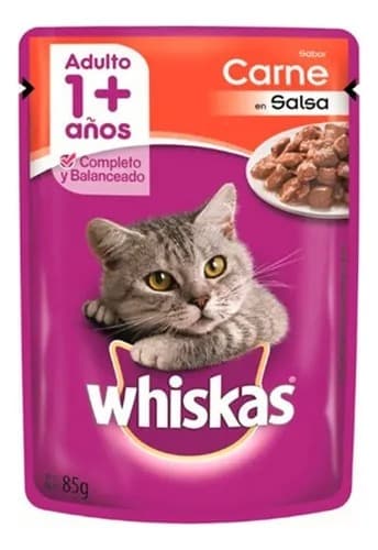 Pouch Whiskas Gato Adulto Sabor Carne 85gr