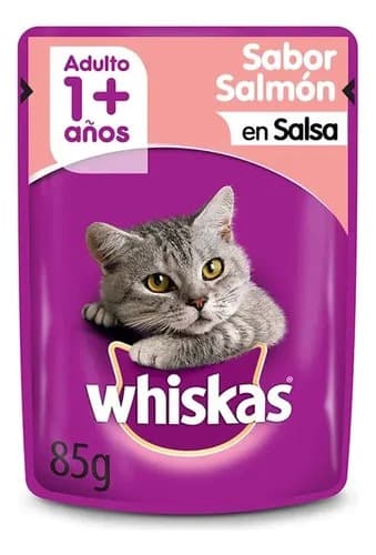 Pouch Whiskas Gato Adulto Sabor Salmón 85 gr