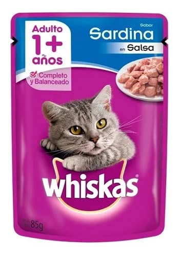 Pouch Whiskas Gato Adulto Sabor Sardina 85 gr